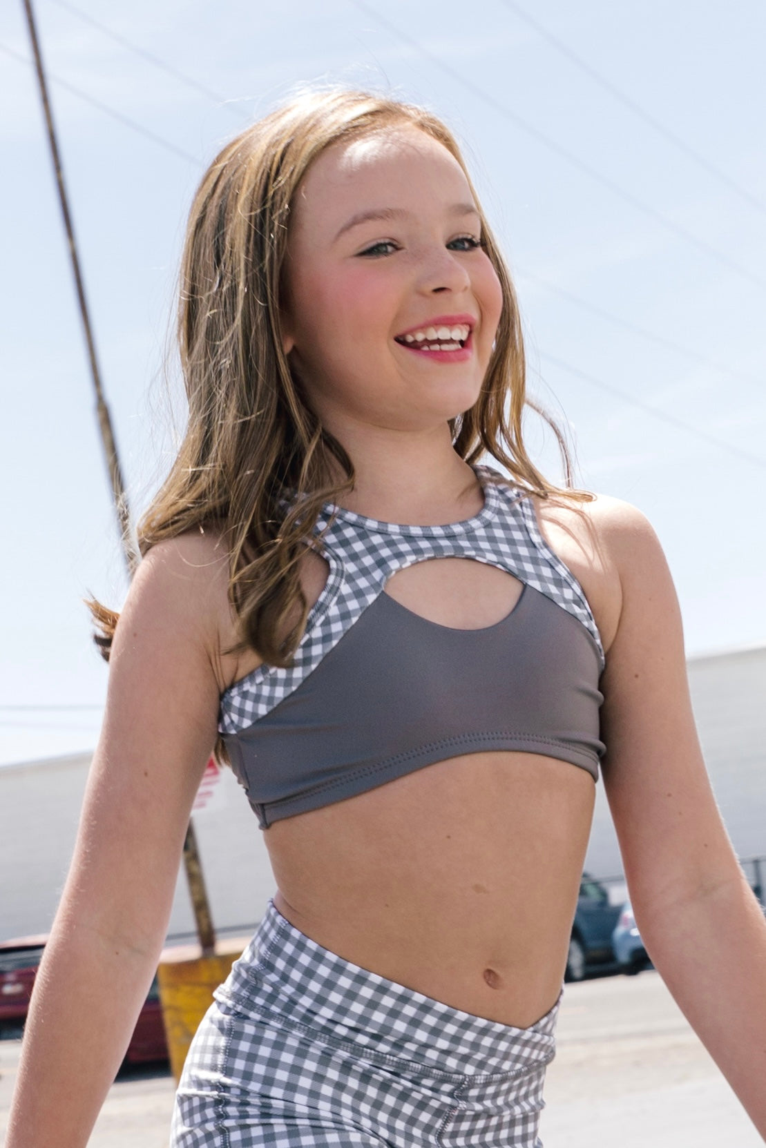 Frisco Crop - Pewter Gingham