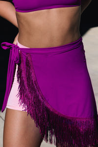 Queens Fringe Wrap - Mulberry
