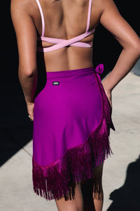 Queens Fringe Wrap - Mulberry
