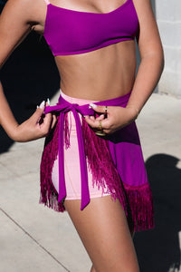 Queens Fringe Wrap - Mulberry