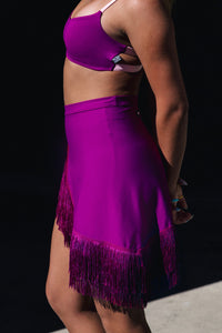 Queens Fringe Wrap - Mulberry