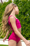 Lennon Crop Top - Raspberry