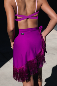 Queens Fringe Wrap - Mulberry