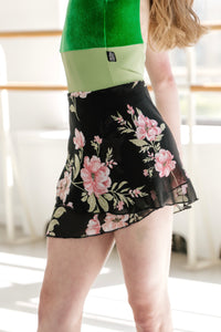 Chiffon Ballet Skirt - Black Floral