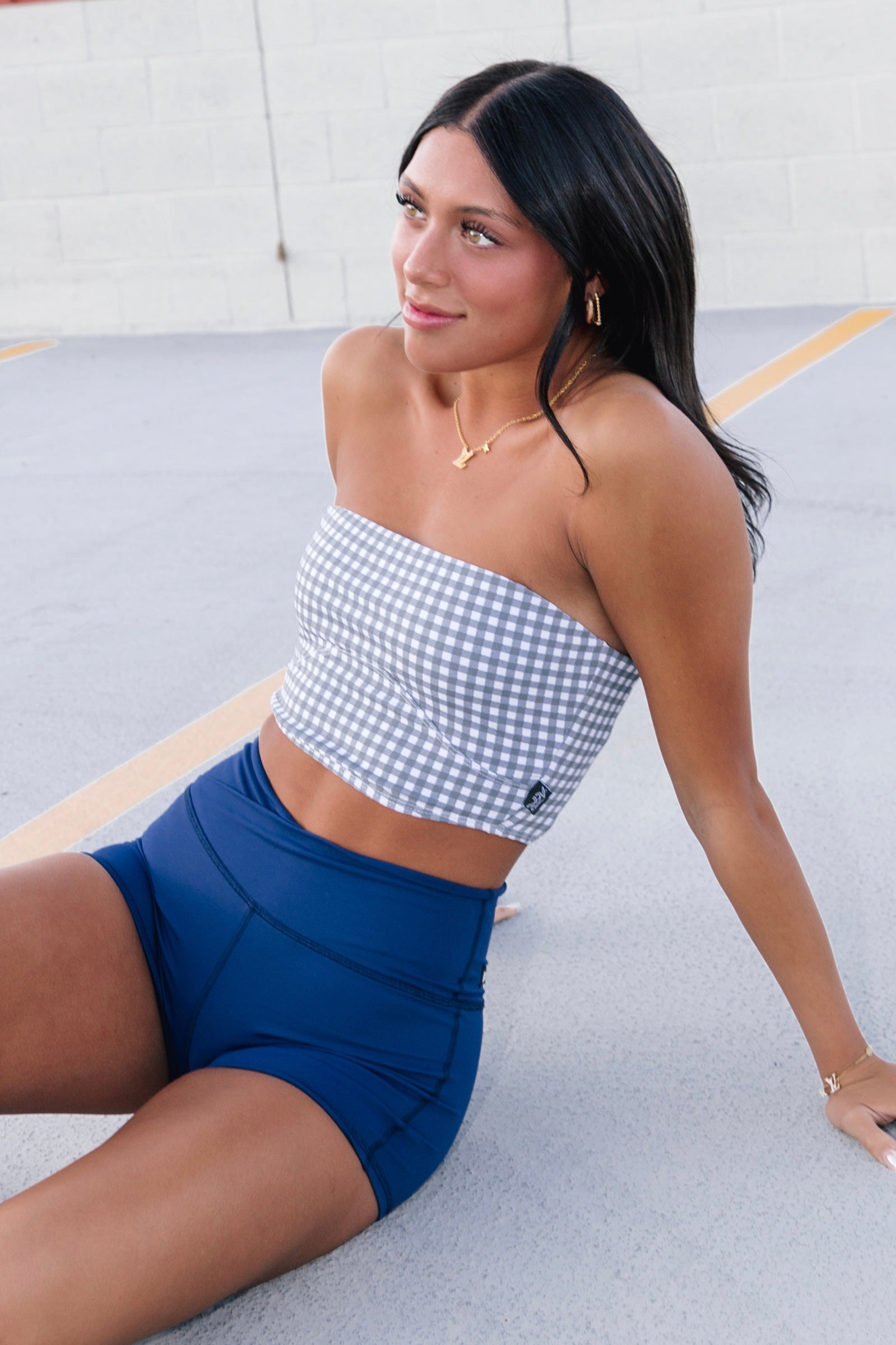 Morgan Crop Top 2.0 - Pewter Gingham
