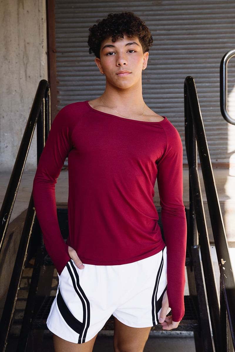 Selen Boat Neck Tee - Garnet
