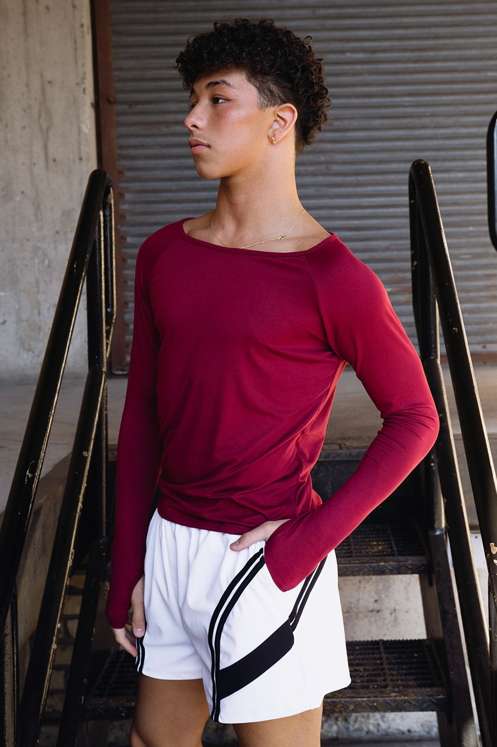 Selen Boat Neck Tee - Garnet