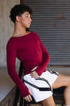Selen Boat Neck Tee - Garnet