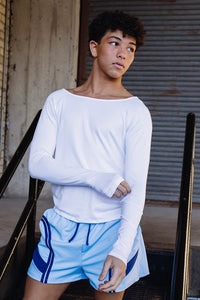 Selen Boat Neck Tee - White