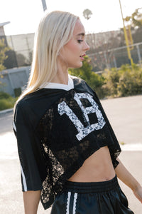 Cropped Lace Jersey - 8 Ball