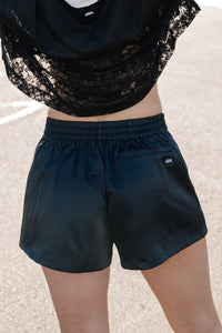 Monaco Satin Track Shorts - Black