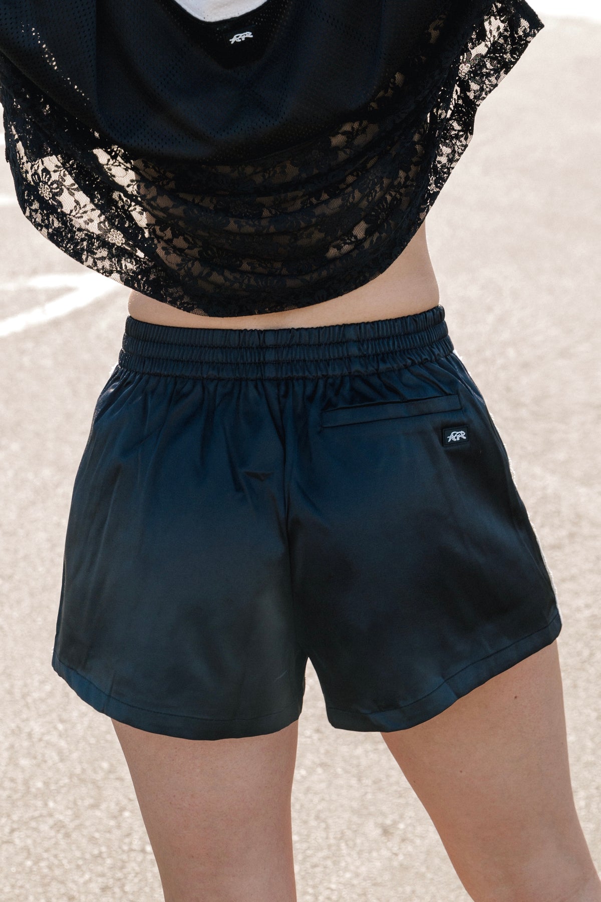 Monaco Satin Track Shorts - Black