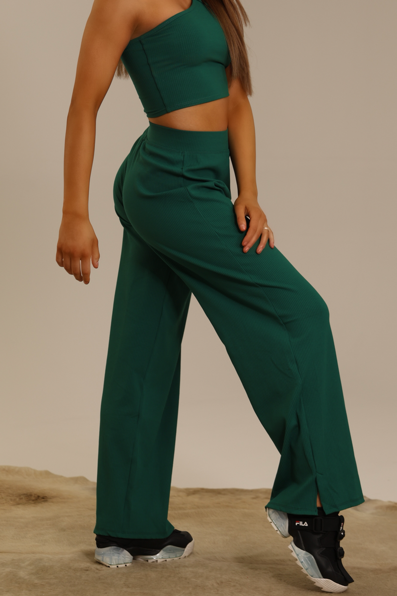 【COLOR iN ID】Side puff brushed pants Create Wide Leg Pant - Evergreen | Tiger Friday Dancewear