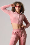 Luxe Cropped Track Jacket - Rosé