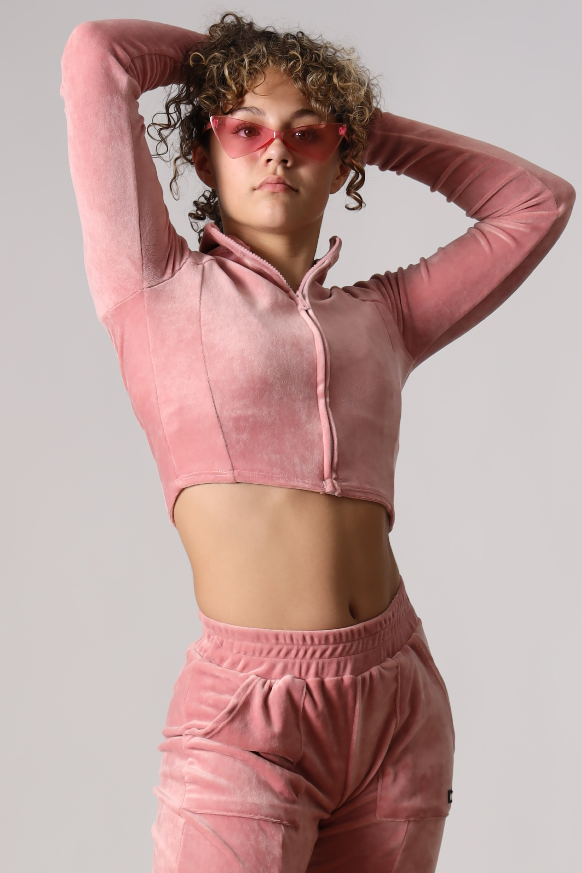 Luxe Cropped Track Jacket - Rosé