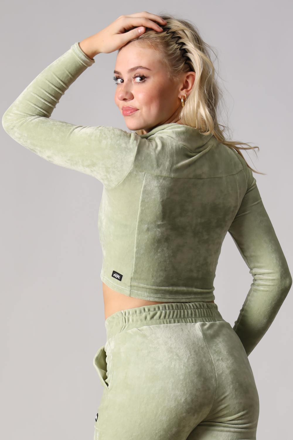 Luxe Cropped Track Jacket - Sage