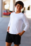 TeeMotion Long Sleeve Fitted Tee - White - FINAL SALE