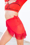 Latina Mesh Fringe Wrap - Cherry