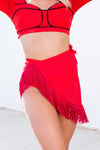 Latina Mesh Fringe Wrap - Cherry