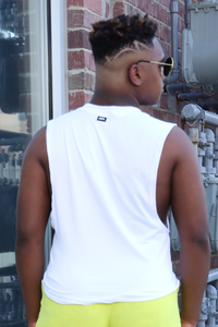 TeeMotion Sleeveless Fitted Tee - White - FINAL SALE