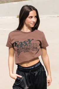 Easy Tiger Cropped Tee - Brown