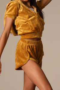 Luxe Velour Track Shorts - 24K - FINAL SALE