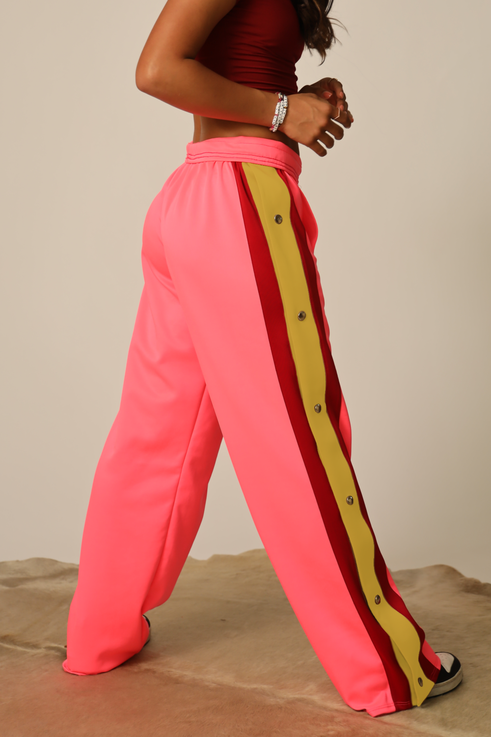 Pink sales snap pants