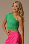 Baby Soft One-Shoulder Tee - Kelly