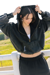 Anchorage Cropped Hoodie - Coal
