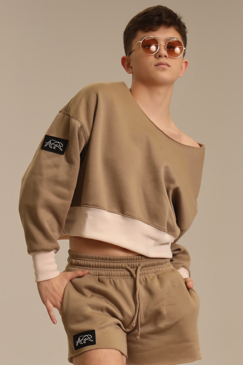 Utility Raw Shoulder Pullover - Almond