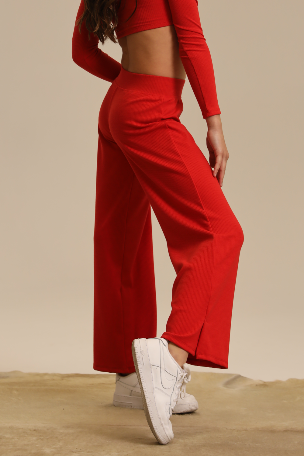 Red wide leg trousers zara sales