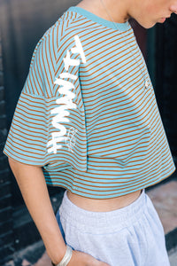 South Carolina Cropped Tee - Blue Stripe