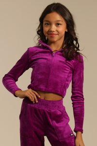 Luxe Cropped Track Jacket - Grape Soda