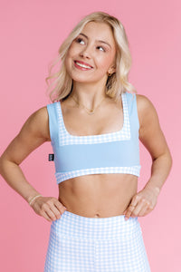 Joy Reversible Crop Top - Sky Gingham