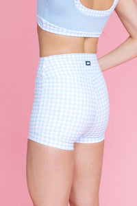 Premiere Boy Shorts - Sky Gingham