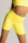 Tiger Friday Lemon Yellow High Waist Triker Shorts With Moisture-Wicking Fabric Size Child Small