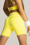 Tiger Friday Lemon Yellow High Waist Triker Shorts With Moisture-Wicking Fabric Size Child Large