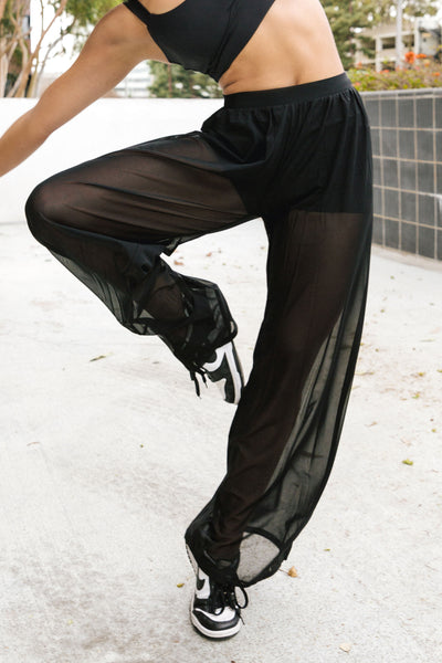 パンツ Nichi Cool Belt Damage Mesh Fancy Wide-Pants WDXQHY trousers pants for women Low-Rise Cutout Belt Buckle