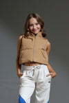 Cropped Puffer Vest - Quicksand