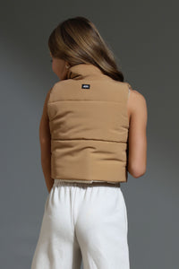 Cropped Puffer Vest - Quicksand