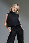 Cropped Puffer Vest - Black