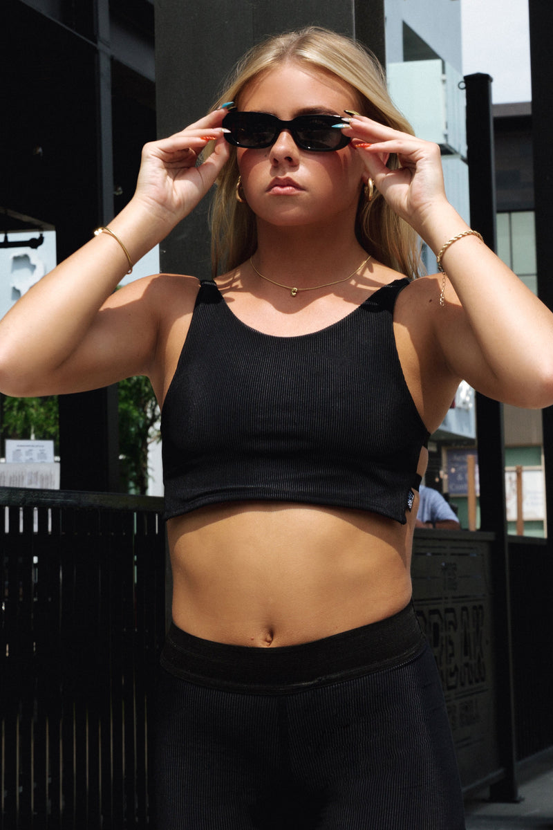 Sage Reversible Crop Top - Black/Moss