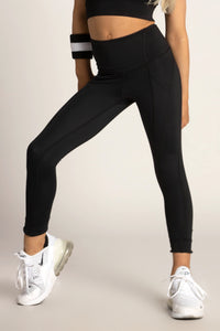 Tiger Friday Black Facet Leggings With Deep Pockets And Asymmetrical Hem Size Child Small