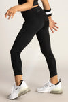 Tiger Friday Black Facet Leggings With Deep Pockets And Asymmetrical Hem Size Child XL