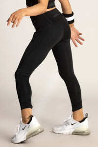 Tiger Friday Black Facet Leggings With Deep Pockets And Asymmetrical Hem Size Child XL