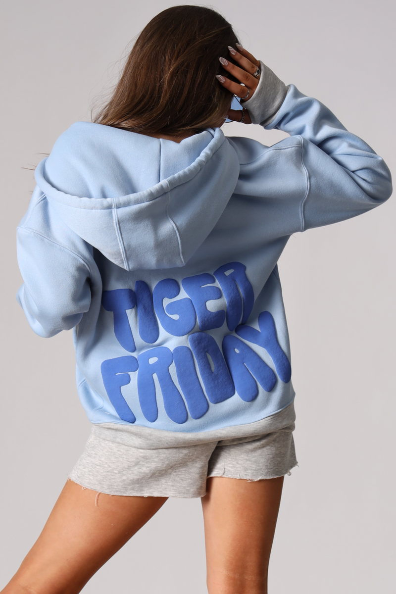 pre)Loved Graffiti Zip-Up Hoodie - Sky - FINAL SALE pre)Loved Graffiti Zip-Up Hoodie - Sky - FINAL SALE