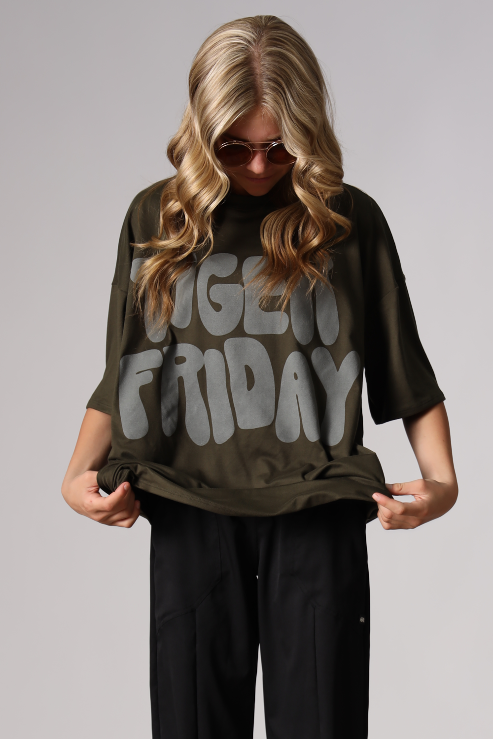 Graffiti Oversized T-Shirt - Olive | Tiger Friday Dancewear – TigerFriday