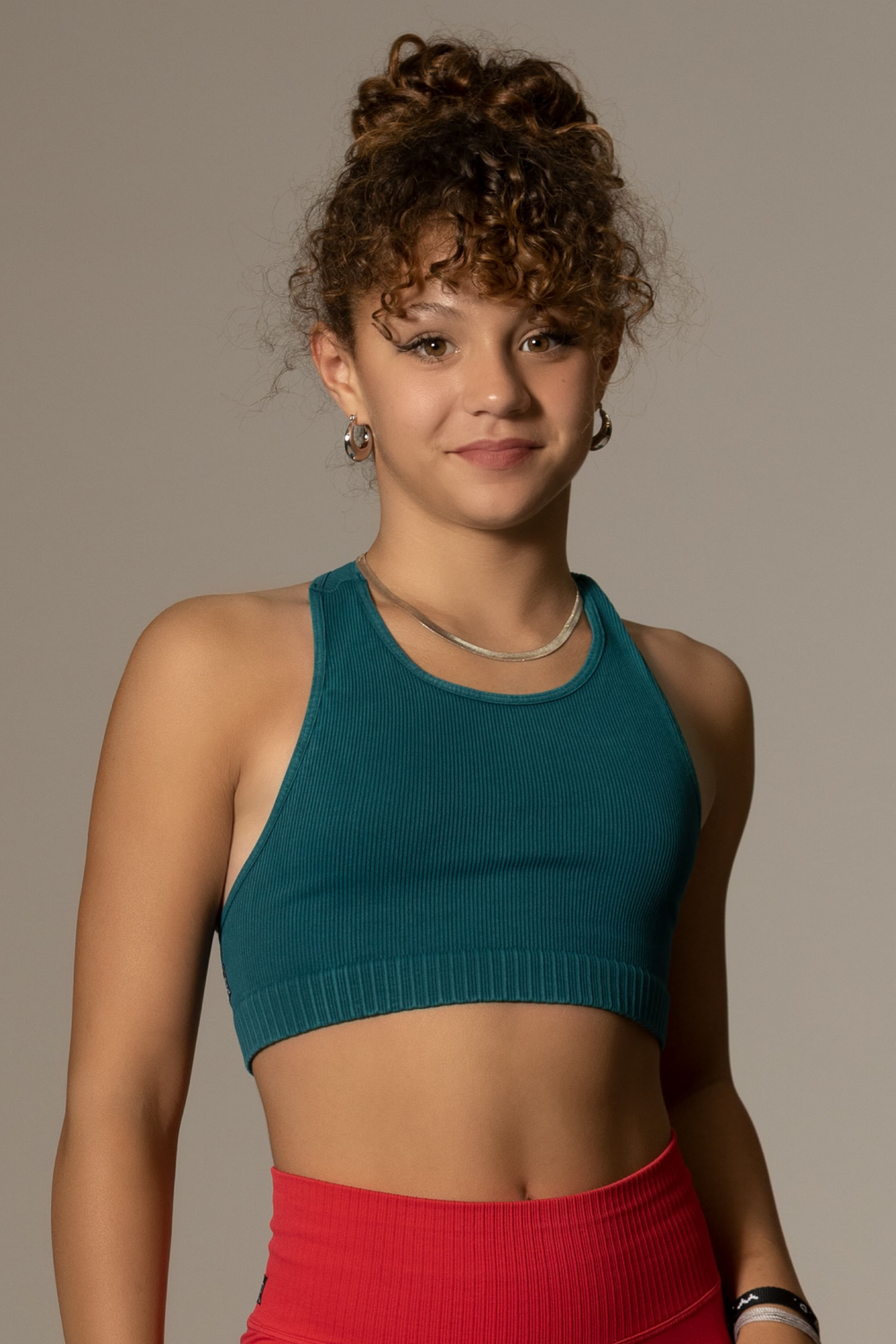 Tiger Friday Online Shop for Slick Back Crop - Teal Dancewear - View : 5