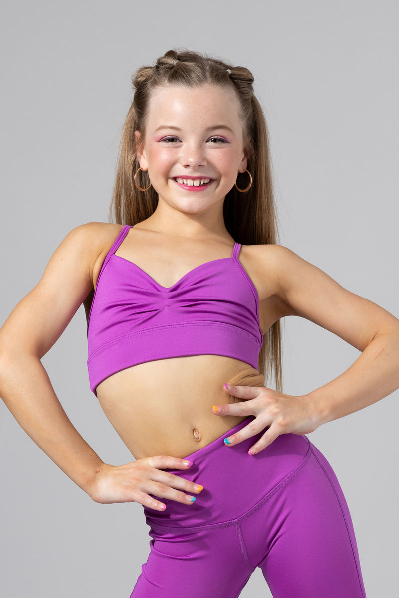 Tiger Friday Grape Soda Purple FX Bra With Open X Back And Softech Fabric Size Child Small