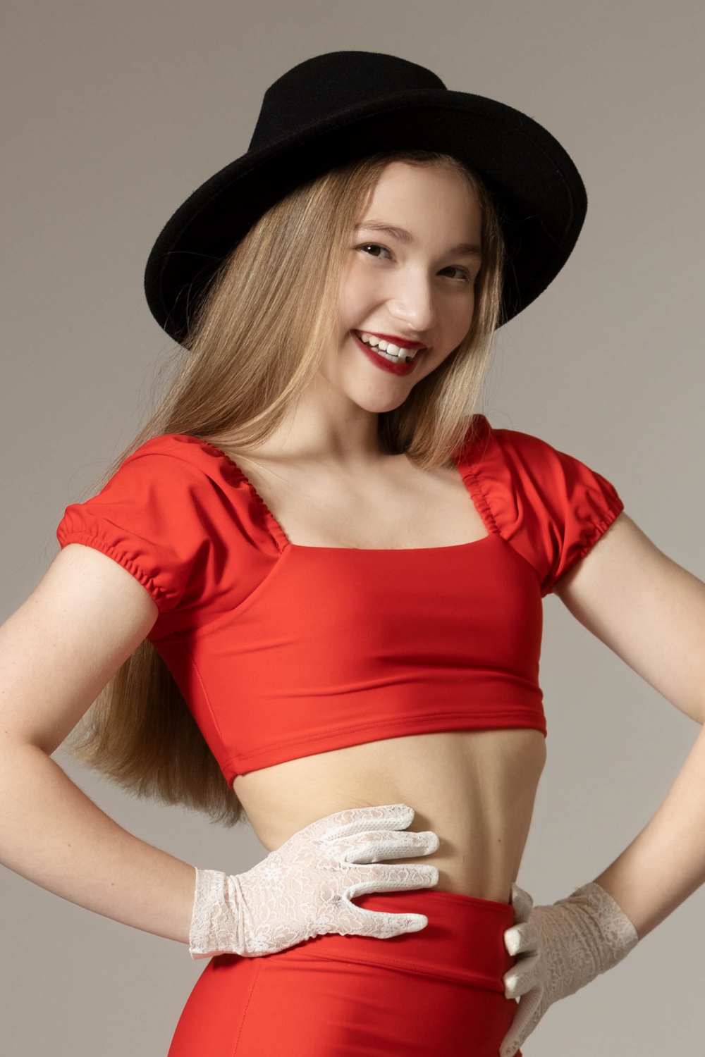 red dance crop top